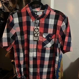 Red white dress shirt for men with tag